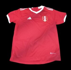 MEN'S ADIDAS PERU FPF AWAY JERSEY RED/WHITE SOCCER V-NECK SZ L Large Hector